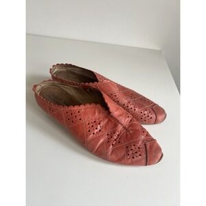 Josef Siebel Slide Mules Sz 40 EU  Leather eyelet cutouts Slip On Clogs Pink Red
